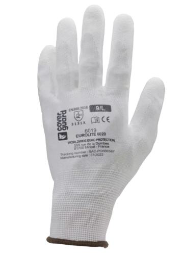 GANTS EUROLITE 6020 POLYESTER BLANC J13 PAUME ENDUITE PU BLANC 