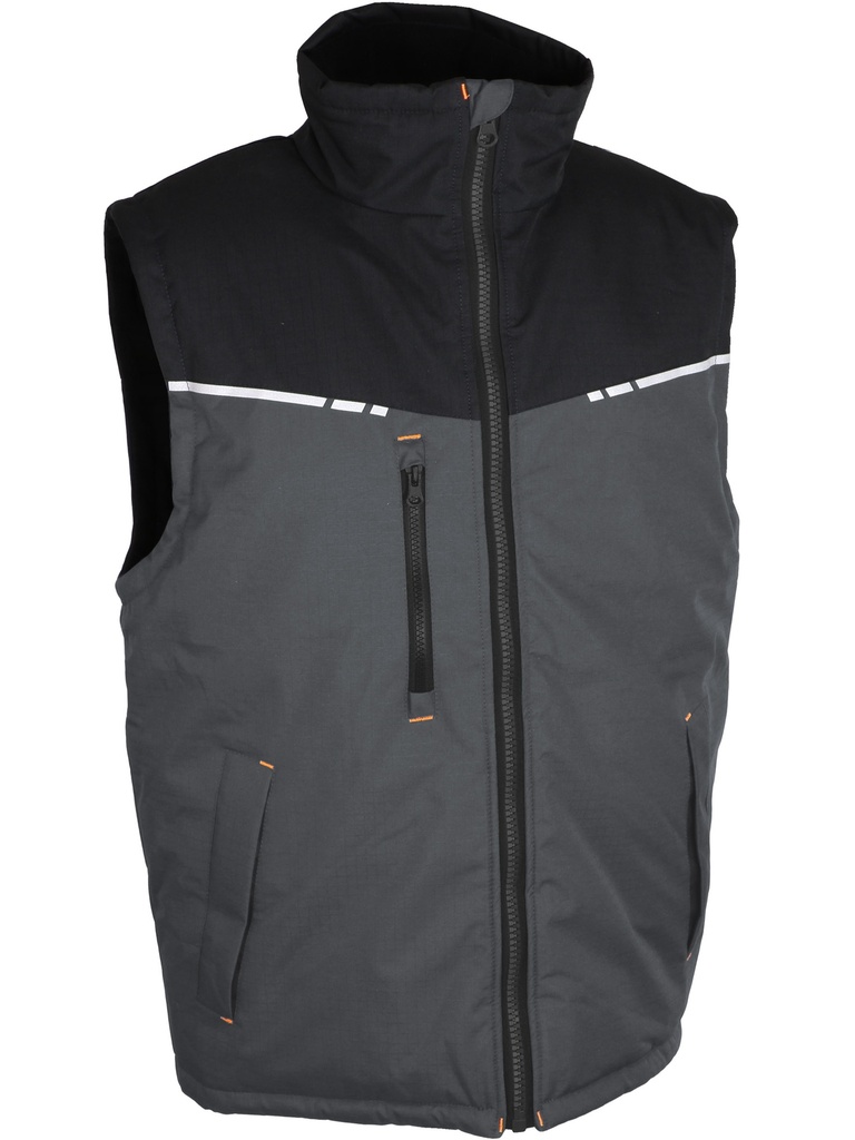 GILET RIPSTOP GRIS/NOIR S-4XL