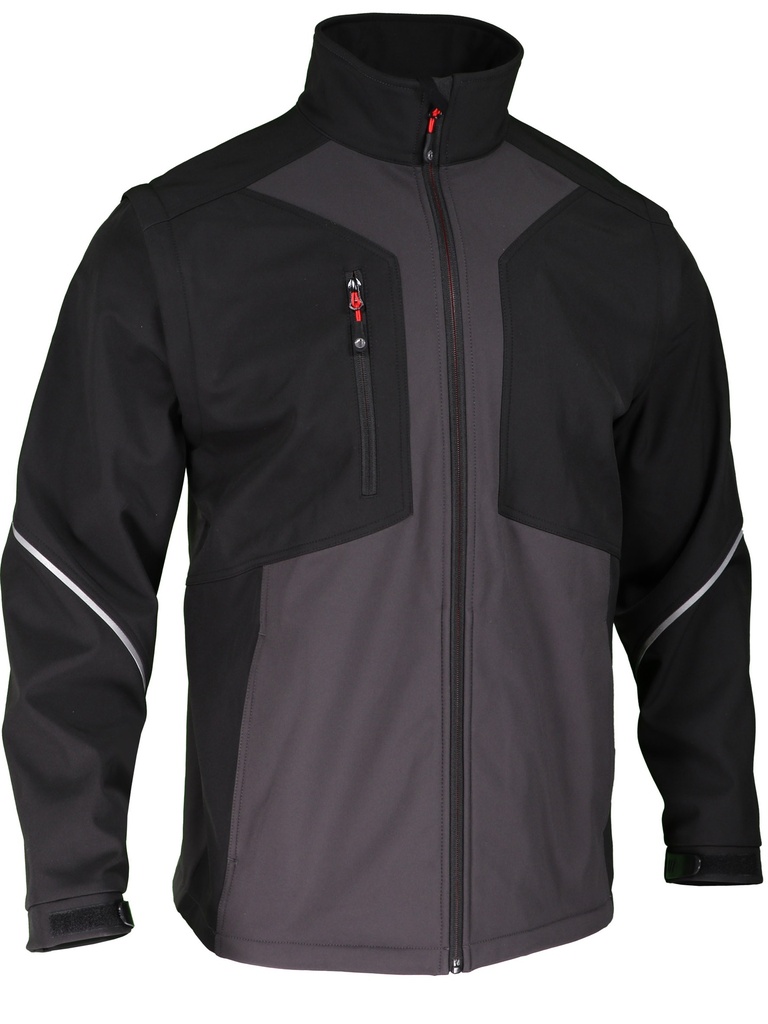 Veste softshell. 96% polyester et 4% élasthanne, enduit PU, , 320 g/m²