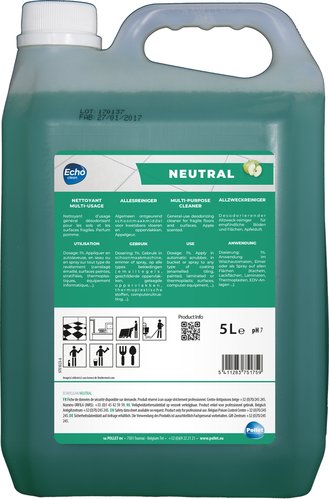 [7500517] Nettoyant pour sols économique - ECHOCLEAN NEUTRAL - 5L