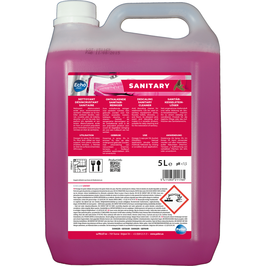 Nettoyant détartrant économique - ECHOCLEAN SANITARY - 5L