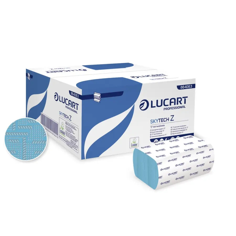 Essuie-mains LUCART pliés en "Z" Bleus - Skytech Z