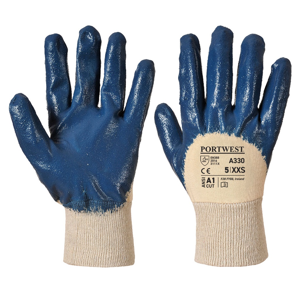 Gant NITRILE Portwest A330 - DOS AÉRÉ POIGNET TRICOT