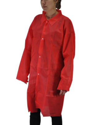 [0609815SPSER-S] Blouse PLP non tissé rouge pressions 30 gr/m² (S)
