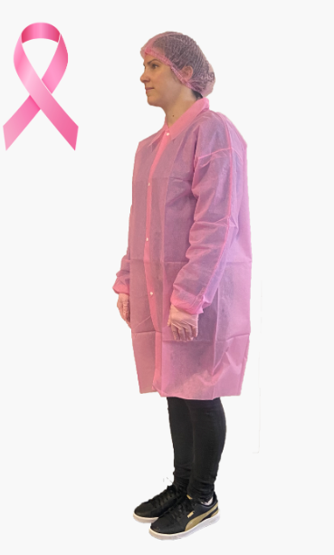 [0610815SPAER-M] Blouse PLP non tissé rose pressions poignets élastiqués 40 gr/m² (M)