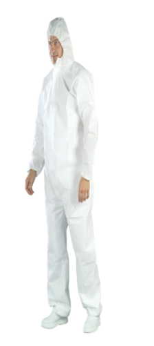 Combinaison MICROPORE blanche capuche, glissière 65 gr/m² (L)