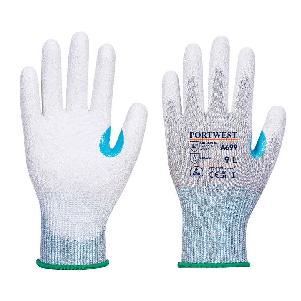 [A699-S] GANT PAUME ENDUITE PU ESD - PAQUET DE 12 (S)