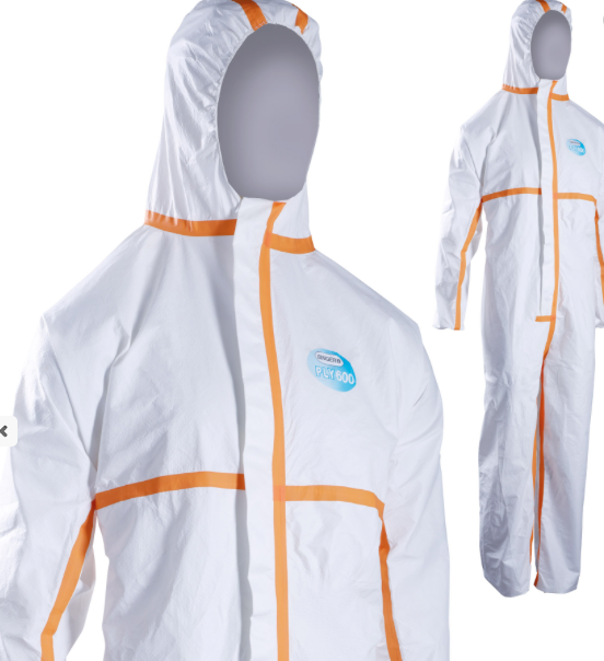 PLY600 - COMBINAISON. TYPE 4, 5 & 6. NON-TISSÉ POLYPROPYLÈNE MICROPOREUX. 65 G/M²