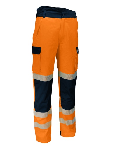 PANTALON DE TRAVAIL HAUTE VISIBILITÉ. 54% COTON ET 46% POLYESTER, 270 G/M².