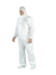 [0813841] Combinaison SMS jaune fermeture à glissière, capuche 90 gr/m²