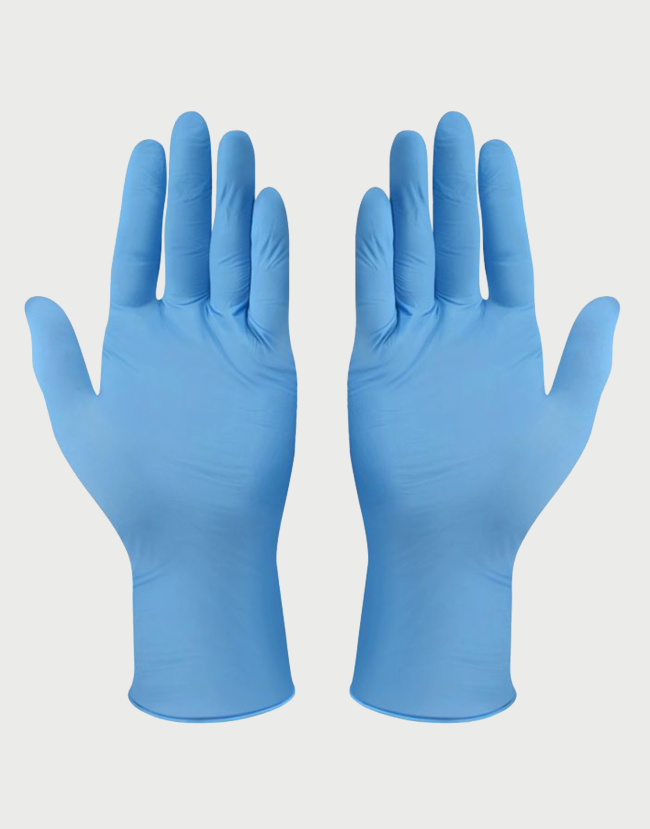 gants nitrile bleu exterieur